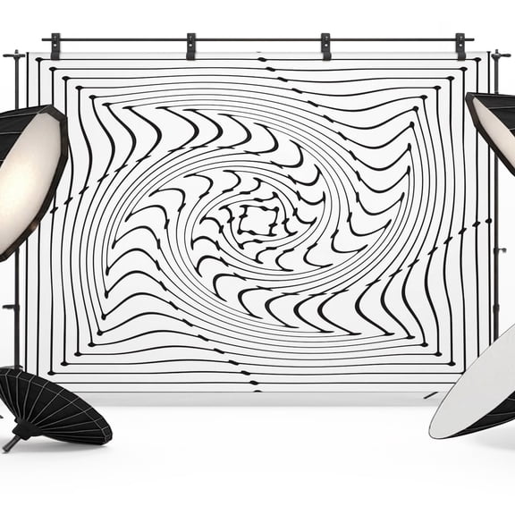 Photo Backdrop 5x7 ft White Inverse Vortex Photography Backdrops Curtains Wall Covering Abstract Warped Waves Photo Booth Drapes for Backdrop Photoshoot Wedding Party Birthday Background Screen