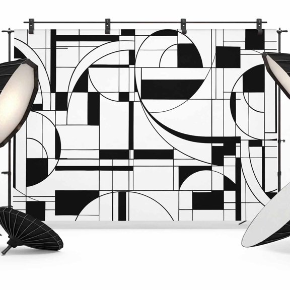 Photo Backdrop 5x7 ft White Lines Grid Photography Backdrops Picture Wall Covering Geometric Curving Fluid Ribbons Photo Booth Drapes for Backdrop Photoshoot Wedding Party Birthday Background Screen