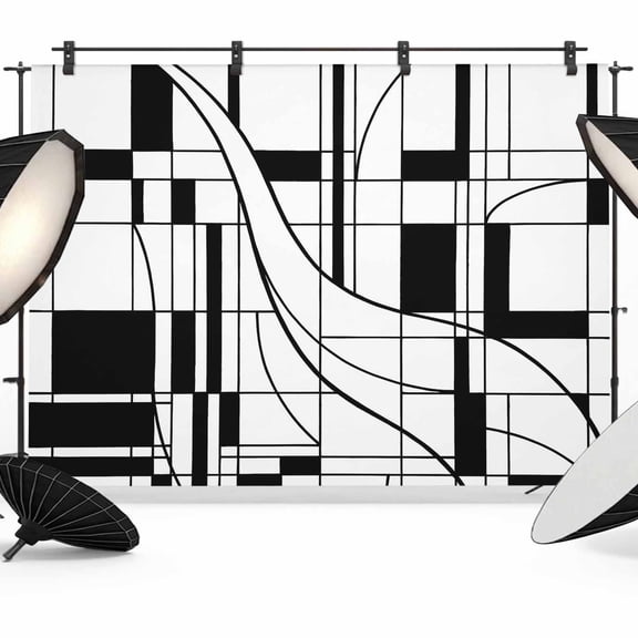 Photo Backdrop 5x7 ft White Lines Photography Backdrops Curtains Picture Wall Covering Modern Abstract Art Photo Booth Drapes for Backdrop Photoshoot Wedding Party Birthday Background Screen
