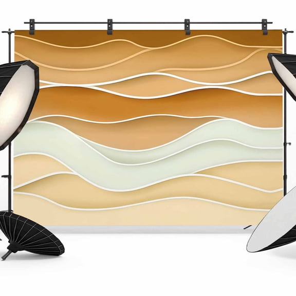 Photo Backdrop 5x7 ft Yellow Beach Waves Photography Backdrops Curtains Picture Wall Covering Abstract Water Lines Photo Booth Drapes for Backdrop Photoshoot Wedding Party Birthday Background Screen