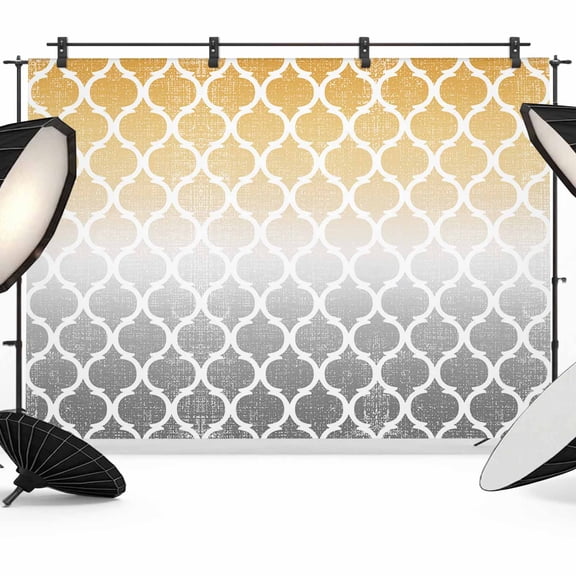 Photo Backdrop 5x7 ft Yellow and Grey Photography Backdrops Curtains Wall Covering Ombre Gradient Morocco Pattern Photo Booth Drapes for Backdrop Photoshoot Wedding Party Birthday Background Screen