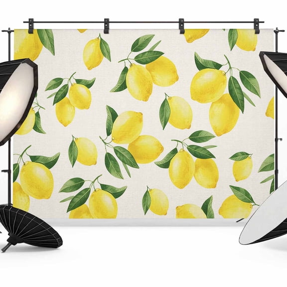 Photo Backdrop 5x7 ft Yellow Lemon Photography Backdrops Curtains Picture Wall Covering Summer Fruit Linen Photo Booth Drapes for Backdrop Photoshoot Wedding Party Birthday Background Screen