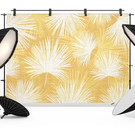 Photo Backdrop 5x7 ft Yellow Palm Fronds Photography Backdrops Curtains Wall Covering Coastal Tropical Leaves Photo Booth Drapes for Backdrop Photoshoot Wedding Party Birthday Background Screen