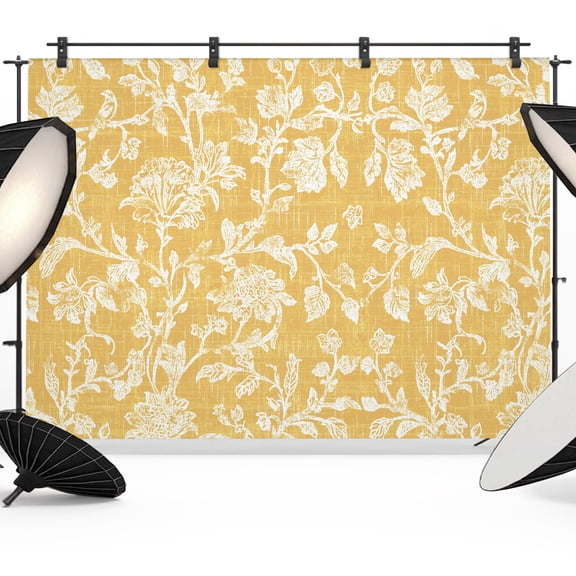 Photo Backdrop 5x7 ft Yellow Rose Leaves Photography Backdrops Curtains Wall Covering Floral Vines Branches Linen Photo Booth Drapes for Backdrop Photoshoot Wedding Party Birthday Background Screen