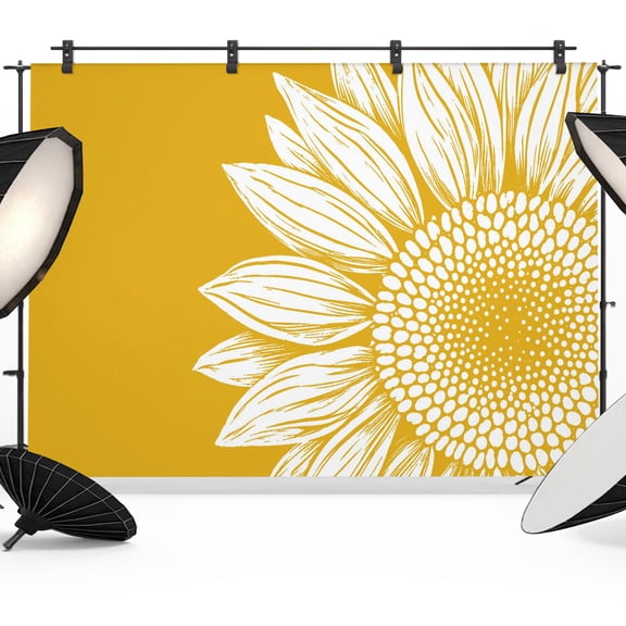 Photo Backdrop 5x7 ft Yellow Sunflower Photography Backdrops Curtains Picture Wall Covering Summer Petals Floral Photo Booth Drapes for Backdrop Photoshoot Wedding Party Birthday Background Screen