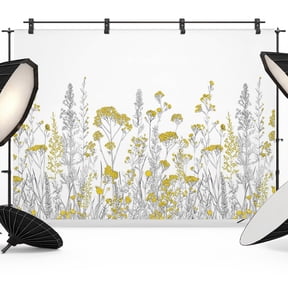 Photo Backdrop 5x7 ft Yellow Wildflower Photography Backdrops CurtainsBotanical Farmhouse Field Floral Photo Booth Drapes for Backdrop Photoshoot Wedding Party Birthday Background Screen