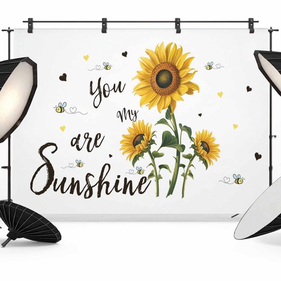 Photo Backdrop 5x7 ft You Are My Sunshine Photography Backdrops Curtains Picture Wall Covering Bee Heart Floral Photo Booth Drapes for Backdrop Photoshoot Wedding Party Birthday Background Screen