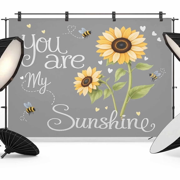 Photo Backdrop 5x7 ft You Are My Sunshine Photography Backdrops Curtains Picture Wall Covering Sunflower Bee Gray Photo Booth Drapes for Backdrop Photoshoot Wedding Party Birthday Background Screen