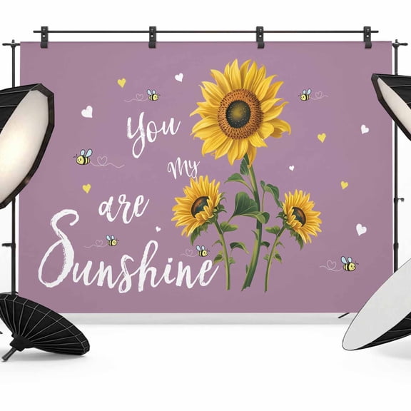 Photo Backdrop 5x7 ft You Are My Sunshine Photography Backdrops CurtainsBee Heart Floral Lavender Purple Photo Booth Drapes for Backdrop Photoshoot Wedding Party Birthday Background Screen