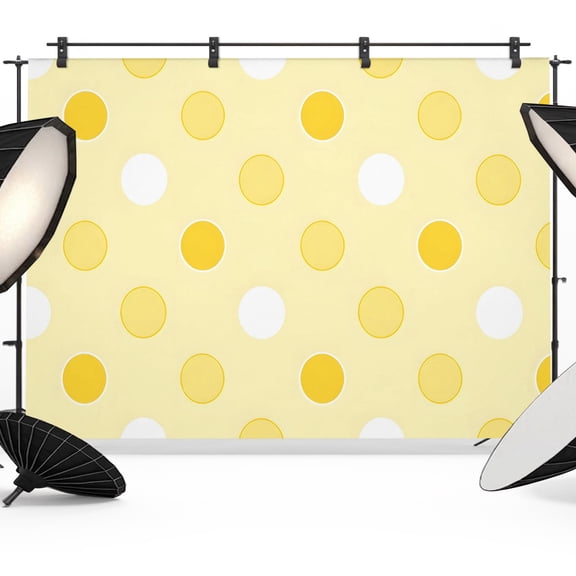 Photo Backdrop 6x8 ft Yellow Polka Dots Photography Backdrops Curtains Picture Wall Covering Funny Circles Spots Photo Booth Drapes for Backdrop Photoshoot Wedding Party Birthday Background Screen