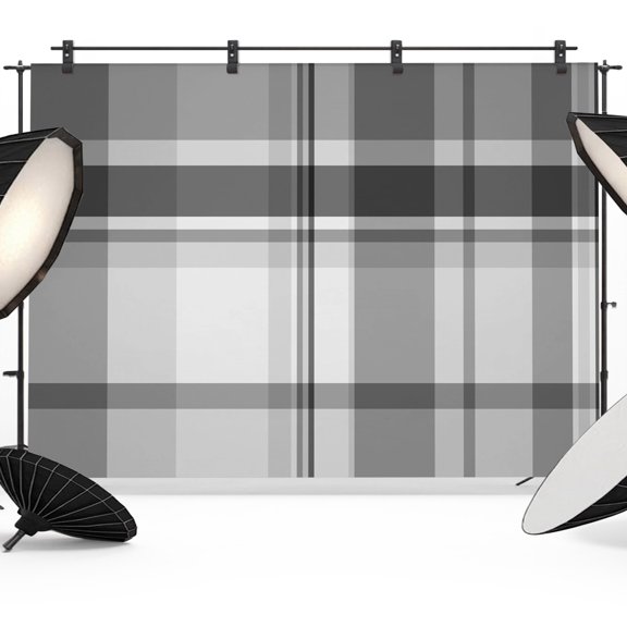 Photo Backdrop 8x10 ft Black Checked Plaid Photography Backdrops CurtainsModern Blocks Lines Stripes Photo Booth Drapes for Backdrop Photoshoot Wedding Party Birthday Background Screen