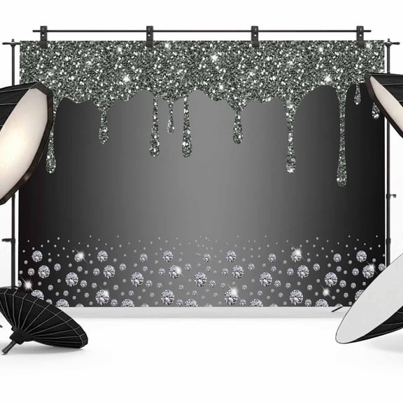 Photo Backdrop 8x10 ft Black Diamond Photography Backdrops Curtains Picture Wall Covering Luxury Bling Water Drop Photo Booth Drapes for Backdrop Photoshoot Wedding Party Birthday Background Screen