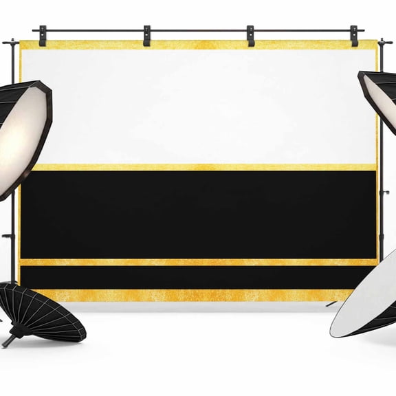 Photo Backdrop 8x10 ft Black Photography Backdrops Curtains Picture Wall Covering Luxury Golden Stripes Lines Photo Booth Drapes for Backdrop Photoshoot Wedding Party Birthday Background Screen