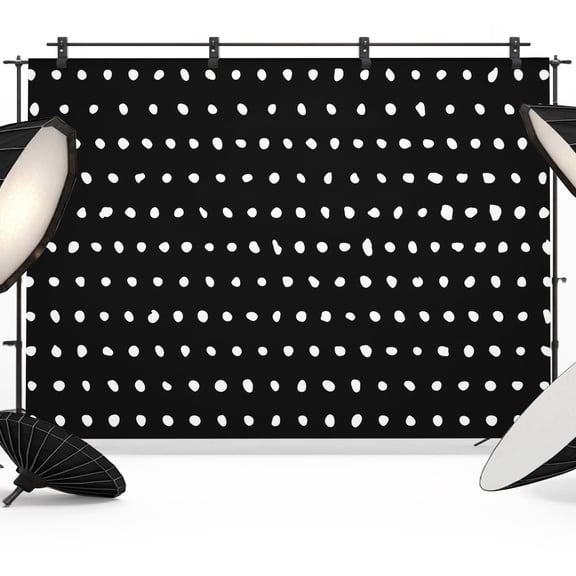 Photo Backdrop 8x10 ft Black Photography Backdrops Curtains Picture Wall Covering Solid Color White Dots Photo Booth Drapes for Backdrop Photoshoot Wedding Party Birthday Background Screen