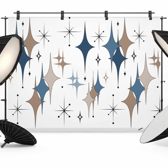 Photo Backdrop 8x10 ft Blue Brown Diamond Photography Backdrops CurtainsModern Geometric Mid Century Photo Booth Drapes for Backdrop Photoshoot Wedding Party Birthday Background Screen