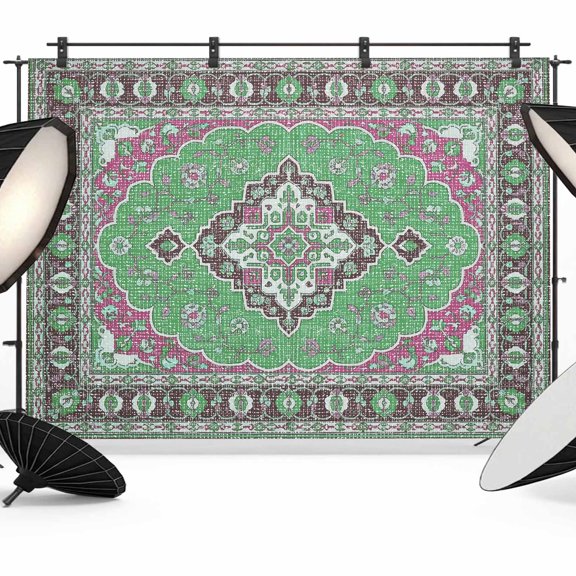Photo Backdrop 8x10 ft Boho Flower Photography Backdrops CurtainsPink Green Bohemia Geometric Tribal Photo Booth Drapes for Backdrop Photoshoot Wedding Party Birthday Background Screen