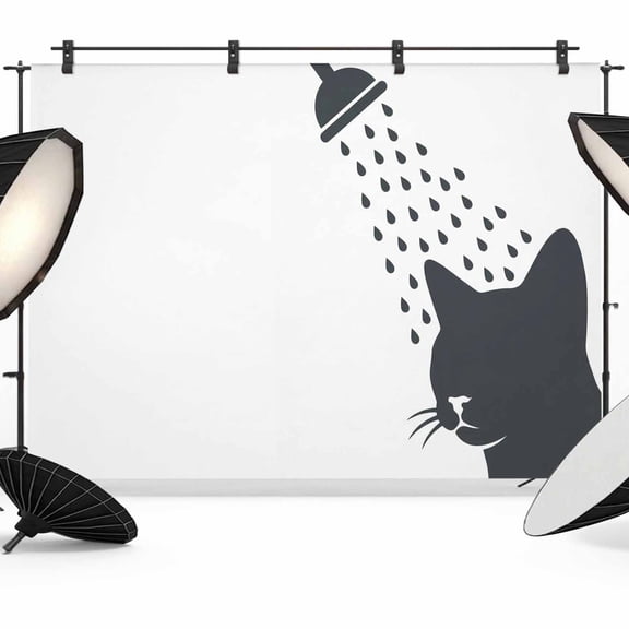 Photo Backdrop 8x10 ft Cat Shower Photography Backdrops Curtains Picture Wall Covering Funny Animal Shadow Photo Booth Drapes for Backdrop Photoshoot Wedding Party Birthday Background Screen