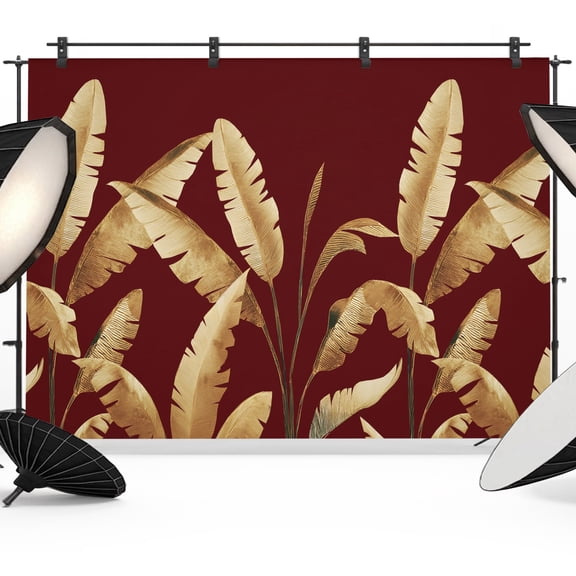 Photo Backdrop 8x10 ft Golden Foliage Photography Backdrops Curtains Picture Wall Covering Red Minimalist Leaf Photo Booth Drapes for Backdrop Photoshoot Wedding Party Birthday Background Screen