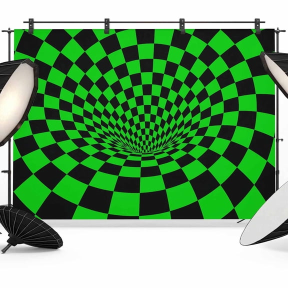 Photo Backdrop 8x10 ft Green Black Checker Photography Backdrops Curtains Wall Covering 3D Abstract Mosaic Tiles Photo Booth Drapes for Backdrop Photoshoot Wedding Party Birthday Background Screen