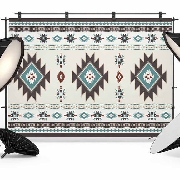 Photo Backdrop 8x10 ft Green Bohemian Photography Backdrops CurtainsSouthwest Tribal Aztec Geometric Photo Booth Drapes for Backdrop Photoshoot Wedding Party Birthday Background Screen