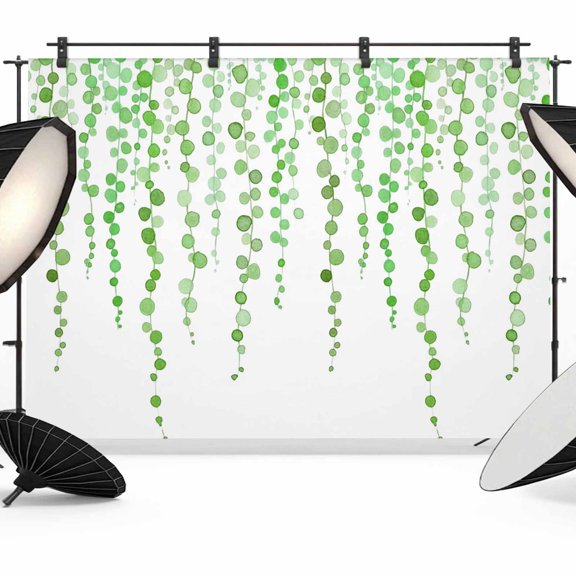 Photo Backdrop 8x10 ft Green Polka Dots Vines Photography Backdrops Curtains Picture Wall Covering Lines Art Photo Booth Drapes for Backdrop Photoshoot Wedding Party Birthday Background Screen