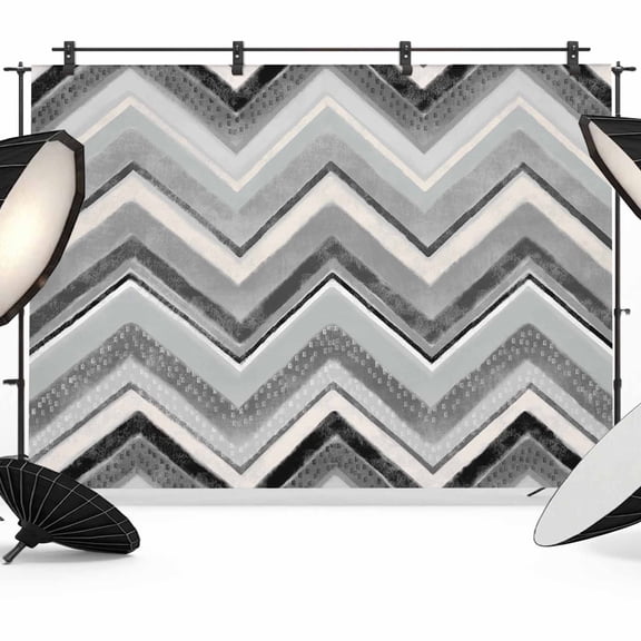 Photo Backdrop 8x10 ft Grey Chevron Photography Backdrops Curtains Picture Wall Covering Geometric Design Stripe Photo Booth Drapes for Backdrop Photoshoot Wedding Party Birthday Background Screen