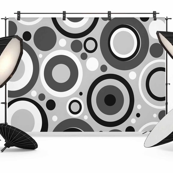 Photo Backdrop 8x10 ft Grey Geometric Circle Photography Backdrops Curtains Wall Covering Modern Art Abstract Photo Booth Drapes for Backdrop Photoshoot Wedding Party Birthday Background Screen