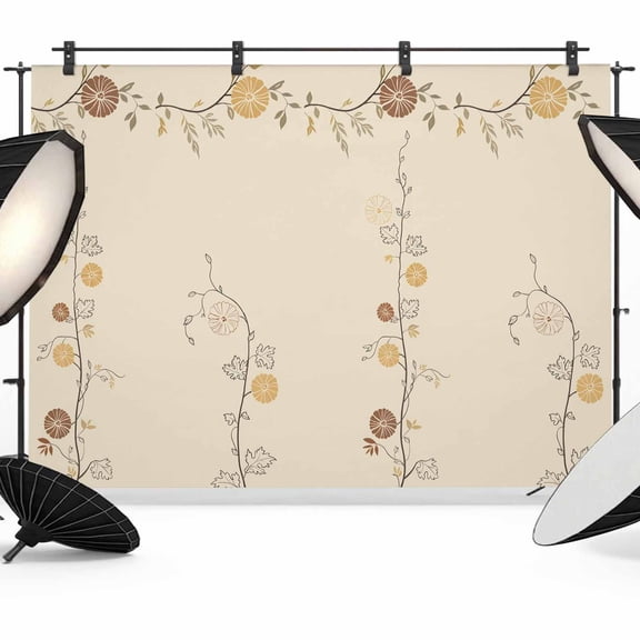 Photo Backdrop 8x10 ft Japanese Style Flowers Photography Backdrops CurtainsBranch Solid Color Beige Photo Booth Drapes for Backdrop Photoshoot Wedding Party Birthday Background Screen