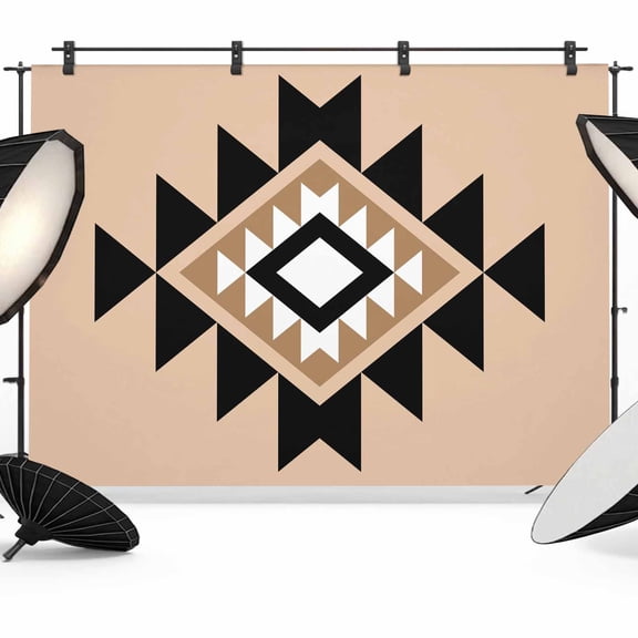 Photo Backdrop 8x10 ft Khaki Aztec Photography Backdrops Curtains Wall Covering Boho Western Tribal Pattern Photo Booth Drapes for Backdrop Photoshoot Wedding Party Birthday Background Screen