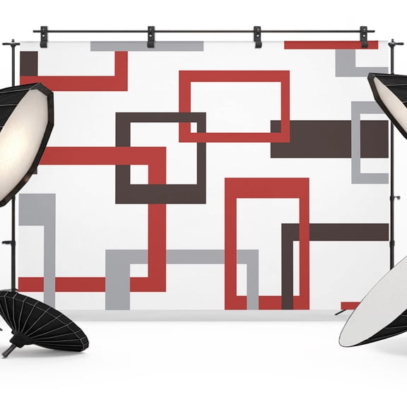 Photo Backdrop 8x10 ft Mid Century Abstract Red Photography Backdrops Curtains Wall Covering Geometric Modern Photo Booth Drapes for Backdrop Photoshoot Wedding Party Birthday Background Screen