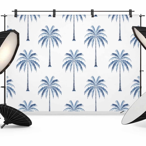 Photo Backdrop 8x10 ft Navy Blue Tropical Palm Tree Photography Backdrops CurtainsSummer Beach Coastal Photo Booth Drapes for Backdrop Photoshoot Wedding Party Birthday Background Screen