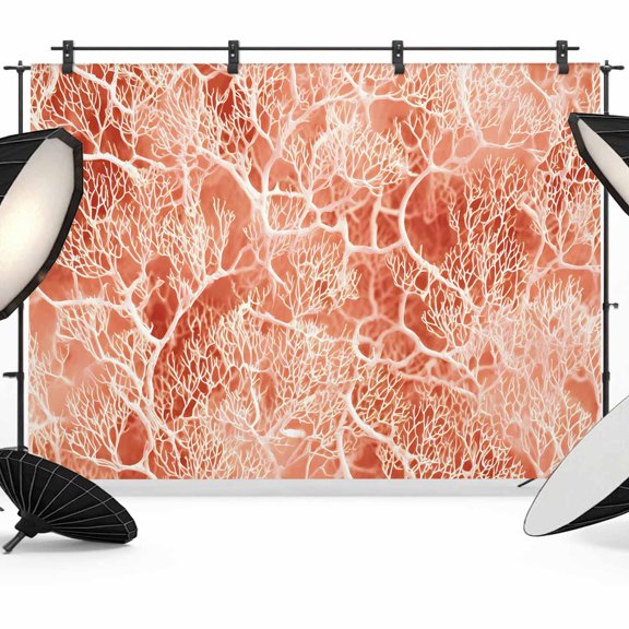 Photo Backdrop 8x10 ft Orange Coral Branches Photography Backdrops Curtains Wall Covering Bohemian Veins Texture Photo Booth Drapes for Backdrop Photoshoot Wedding Party Birthday Background Screen