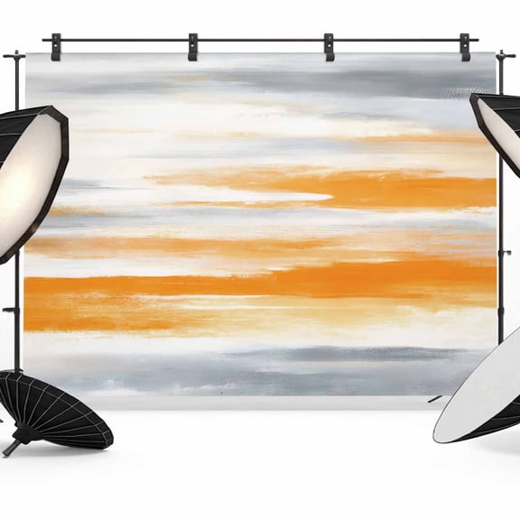 Photo Backdrop 8x10 ft Orange Grey Paint Photography Backdrops Curtains Picture Wall Covering Abstract Art Texture Photo Booth Drapes for Backdrop Photoshoot Wedding Party Birthday Background Screen