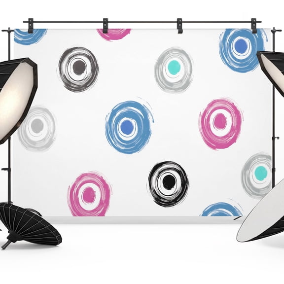 Photo Backdrop 8x10 ft Pink Blue Polka Dots Photography Backdrops Curtains Wall Covering Modern Graffiti Circles Photo Booth Drapes for Backdrop Photoshoot Wedding Party Birthday Background Screen