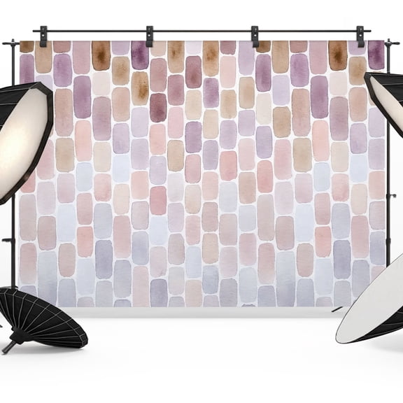 Photo Backdrop 8x10 ft Pink Mosaic Tiles Photography Backdrops Curtains Wall Covering Abstract Gradient Block Photo Booth Drapes for Backdrop Photoshoot Wedding Party Birthday Background Screen