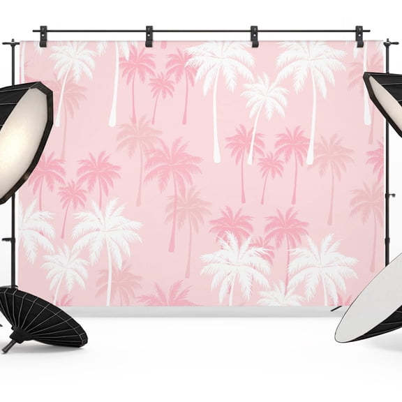 Photo Backdrop 8x10 ft Pink Tropical Palm Tree Photography Backdrops Curtains Picture Wall Covering Summer Beach Photo Booth Drapes for Backdrop Photoshoot Wedding Party Birthday Background Screen