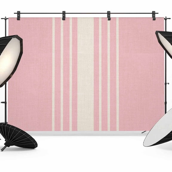 Photo Backdrop 8x10 ft Pink Vertical Stripes Photography Backdrops Curtains Wall Covering Classic Striped Linen Photo Booth Drapes for Backdrop Photoshoot Wedding Party Birthday Background Screen