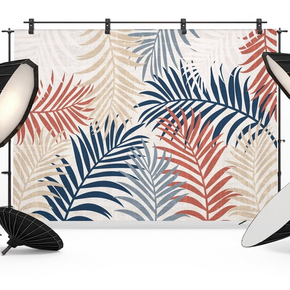 Photo Backdrop 8x10 ft Red Blue Palm Leaves Photography Backdrops CurtainsSummer Tropical Leaf Plant Photo Booth Drapes for Backdrop Photoshoot Wedding Party Birthday Background Screen