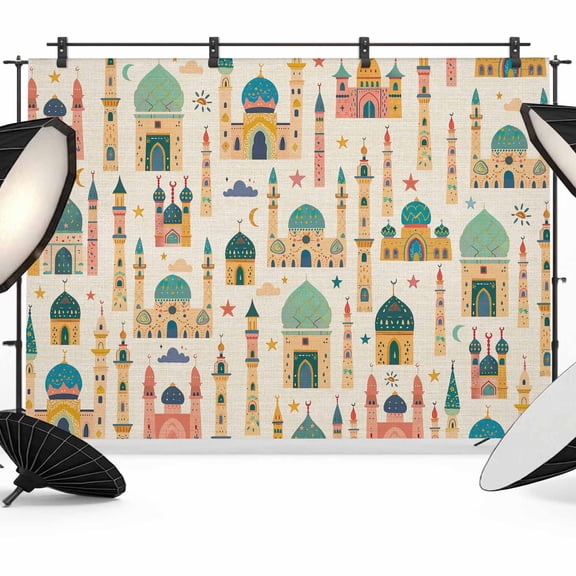 Photo Backdrop 8x10 ft Red Castle Stars Moon Photography Backdrops CurtainsVintage Colorful Graffiti Photo Booth Drapes for Backdrop Photoshoot Wedding Party Birthday Background Screen