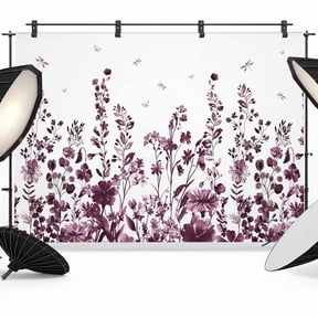 Photo Backdrop 8x10 ft Red Floral Photography Backdrops Curtains Picture Wall Covering Watercolor Flower Dragonfly Photo Booth Drapes for Backdrop Photoshoot Wedding Party Birthday Background Screen