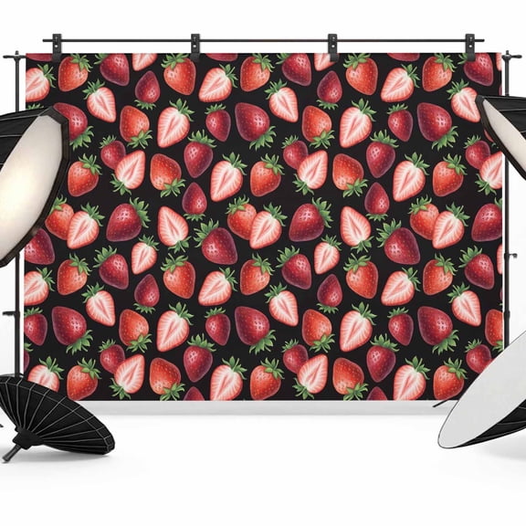 Photo Backdrop 8x10 ft Red Strawberry Photography Backdrops Curtains Picture Wall Covering Summer Tropical Fruit Photo Booth Drapes for Backdrop Photoshoot Wedding Party Birthday Background Screen