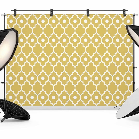 Photo Backdrop 8x10 ft Retro Moroccan Design Photography Backdrops Curtains Wall Covering Yellow Geometric Pattern Photo Booth Drapes for Backdrop Photoshoot Wedding Party Birthday Background Screen