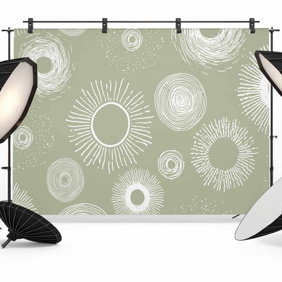 Photo Backdrop 8x10 ft Sage Green Circle Photography Backdrops Curtains Wall Covering Lines Modern Abstract Art Photo Booth Drapes for Backdrop Photoshoot Wedding Party Birthday Background Screen
