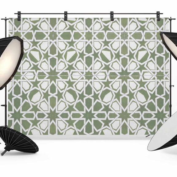 Photo Backdrop 8x10 ft Sage Green Floral Stripes Photography Backdrops CurtainsGeometric Morocco Art Photo Booth Drapes for Backdrop Photoshoot Wedding Party Birthday Background Screen