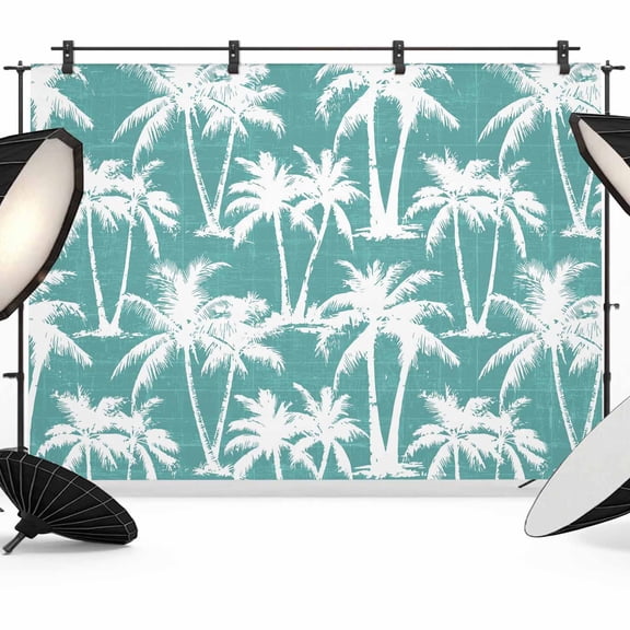 Photo Backdrop 8x10 ft Summer Palm Tree Photography Backdrops CurtainsTurquoise Tropical Leaves Plant Photo Booth Drapes for Backdrop Photoshoot Wedding Party Birthday Background Screen