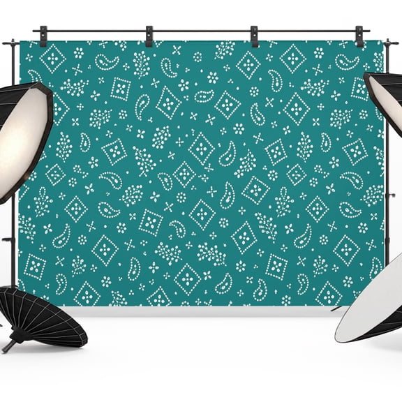 Photo Backdrop 8x10 ft Teal Paisley Photography Backdrops Curtains Picture Wall Covering Bohemian Flower Cashew Photo Booth Drapes for Backdrop Photoshoot Wedding Party Birthday Background Screen