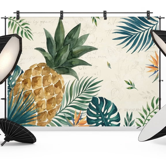 Photo Backdrop 8x10 ft Tropical Pineapple Palm Leaves Photography Backdrops Curtains Wall Covering Summer Fruit Photo Booth Drapes for Backdrop Photoshoot Wedding Party Birthday Background Screen