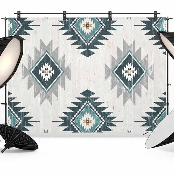 Photo Backdrop 8x10 ft Turquoise Boho Aztec Photography Backdrops Curtains Wall Covering Southwest Tribal Style Photo Booth Drapes for Backdrop Photoshoot Wedding Party Birthday Background Screen