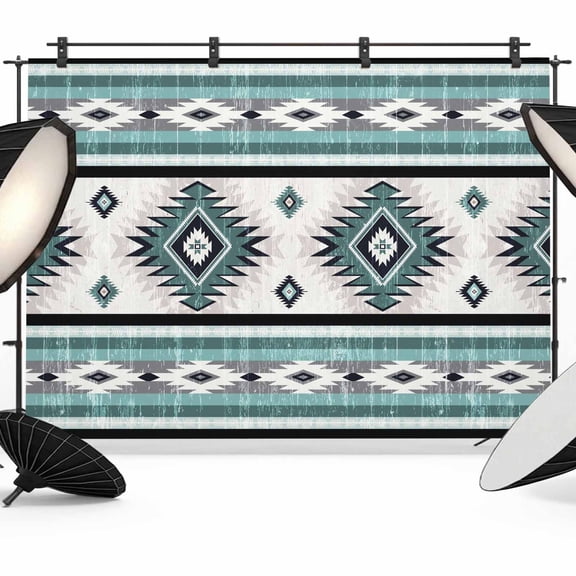 Photo Backdrop 8x10 ft Turquoise Boho Aztec Photography Backdrops CurtainsSouthwest Tribal Geometric Photo Booth Drapes for Backdrop Photoshoot Wedding Party Birthday Background Screen