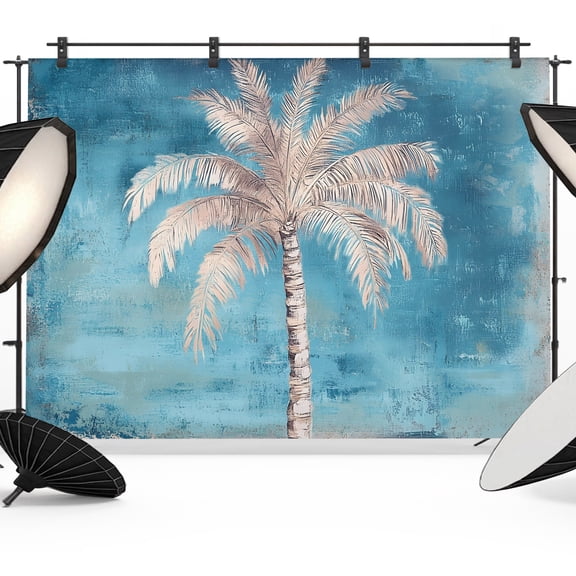Photo Backdrop 8x10 ft Turquoise Palm Tree Photography Backdrops Picture Wall Covering Summer Tropical Jungle Photo Booth Drapes for Backdrop Photoshoot Wedding Party Birthday Background Screen
